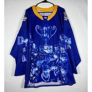 ROANOKE Rail Yard Dawgs Hockey Jersey Mens XL Blue Presidents Cup Champions 2023